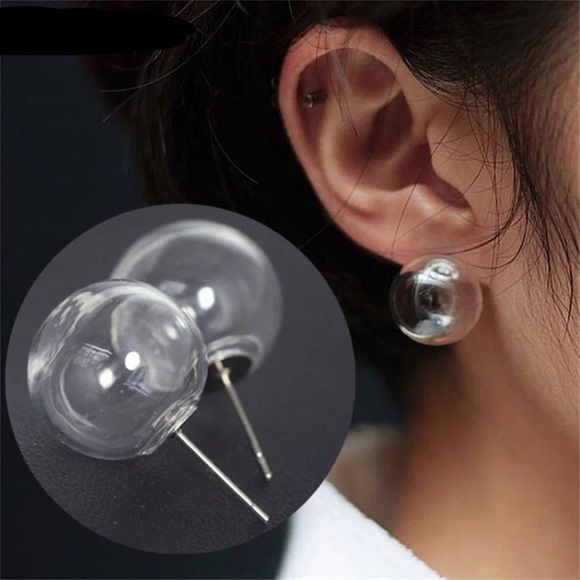 🔵𝟲𝟱%𝗢𝗙𝗙 𝗯𝘂𝗻𝗱𝗹𝗲𝘀 𝟯+🔵 NEW Large Clear Ball Earrings - Picture 1 of 10
